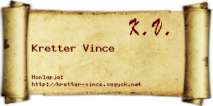 Kretter Vince névjegykártya